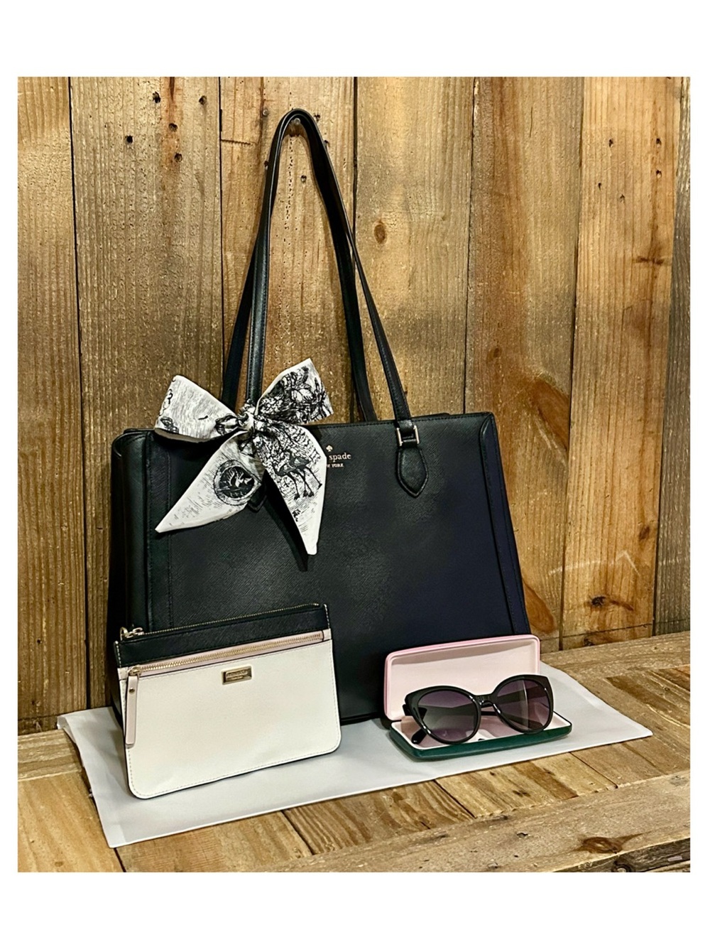 Kate Spade. 5 Piece: Madison Tote, Free Wristlet, Sunnies/Case, Scarf & Dust Bag - Picture 11 of 16